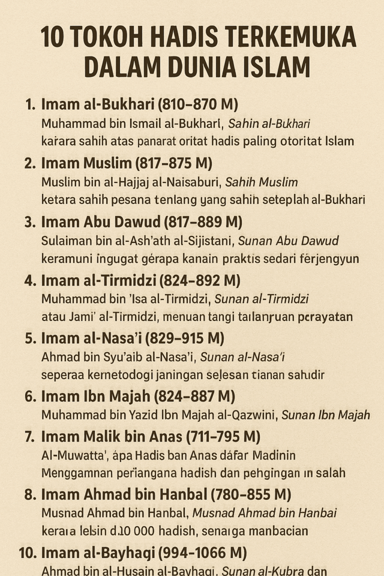 10 Tokoh Hadis Terkemuka Di Dunia Islam